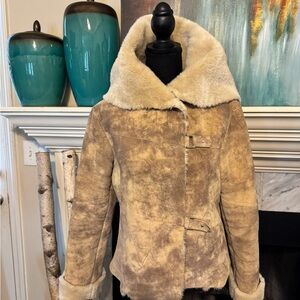 Newport News Women's M suede / faux fur Asymetrical Jacket